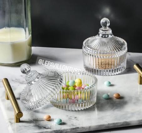 Bonbonnière/sucrier en verre