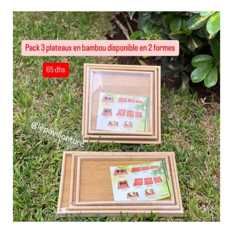 Pack 3 plateaux en bambou