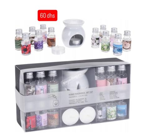 Pack diffuseur + 2 bougies + 12 Huiles parfumées variées