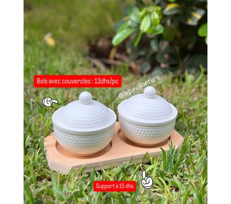 Bols avec couvercles + Support