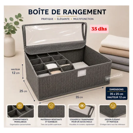 Boite de rangement avec fenêtre transparente