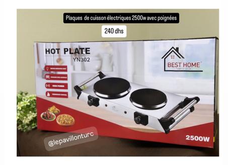 Plaque de cuisson électrique 2500W avec poignées