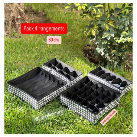 Pack 4 rangements à plusieurs compartiments
