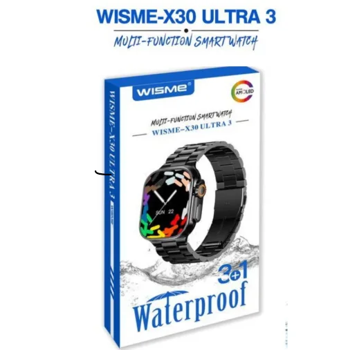 Wisme X30 Ultra 3 Smart Watch | Super AMOLED Display | Waterproof Fitness Tracker | 3 Premium Straps (Metal, Leather, Silicone) | Bluetooth Calling | Heart Rate & Sleep Monitor | Stylish Smar