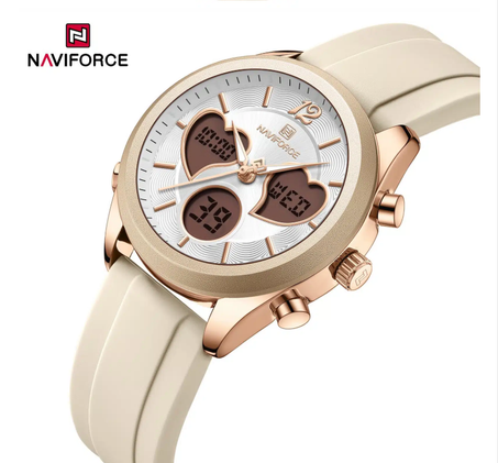 \Naviforce NF5045 Elegant Heart is a women's watch with a dual analog and digital display