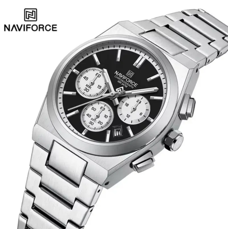 Naviforce NF8048 is a  watch its  stylish design featuring a chronograph  brushed stainless steel strap.