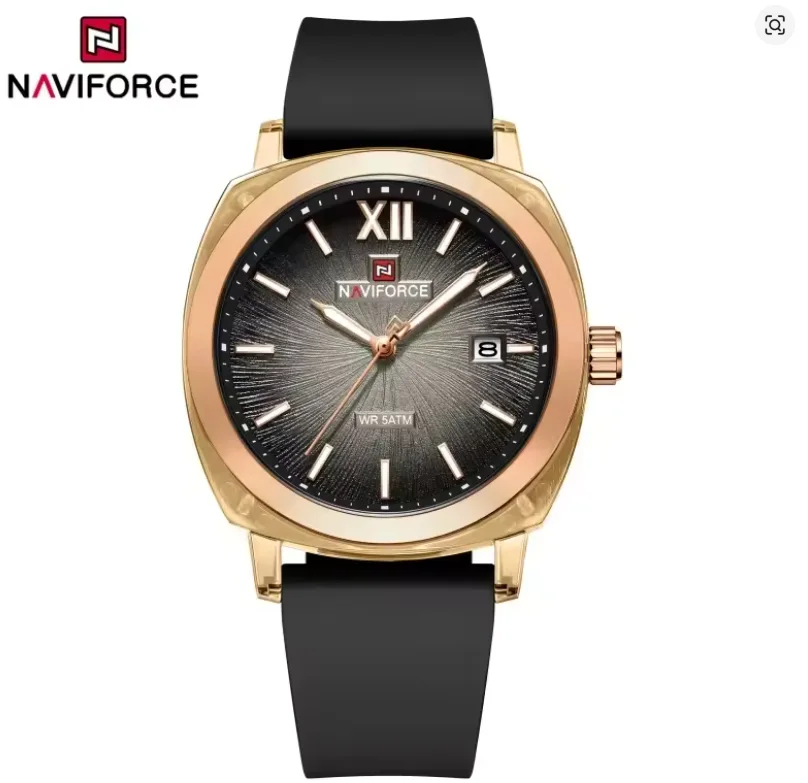 NAVIFORCE Woman Luminous Pointer 5ATM Waterproof Quartz Watch Fashion Simple Watch Calendar Silicone Strap Ladies