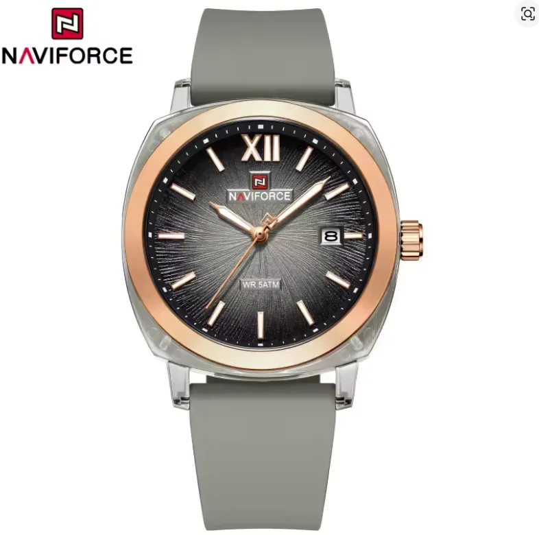 NAVIFORCE Woman Luminous Pointer 5ATM Waterproof Quartz Watch Fashion Simple Watch Calendar Silicone Strap Ladies