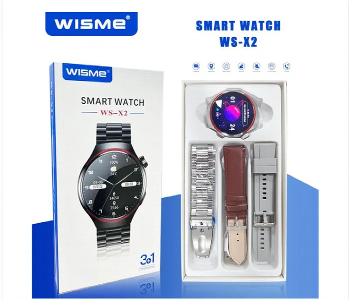 Wisme Ws X2 Smartwatch With 3 Interchangeable Strap