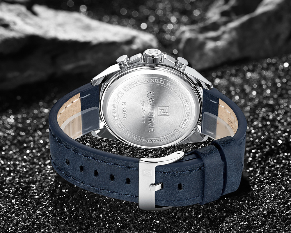Naviforce NF8075 Silver-Blue Military Style Men’s Analog Watch