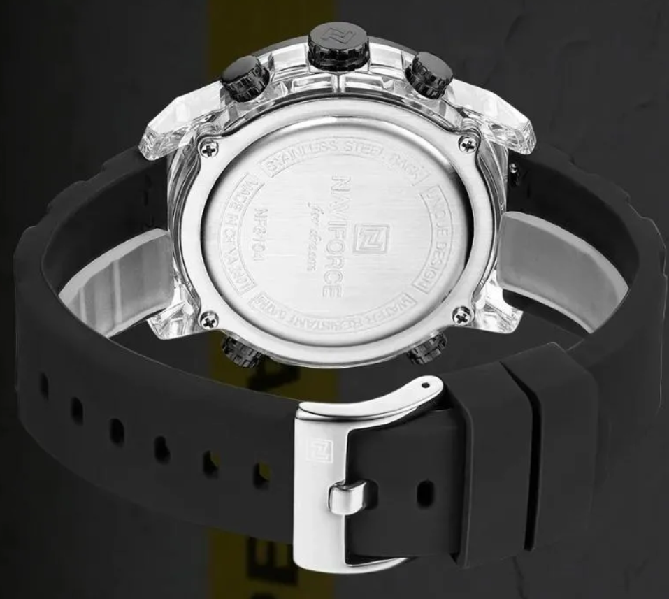 NAVIFORCE Watch 6104 Men Sport Calendar Original Chronograph Waterproof Luxury LCD Digital Wristwatch