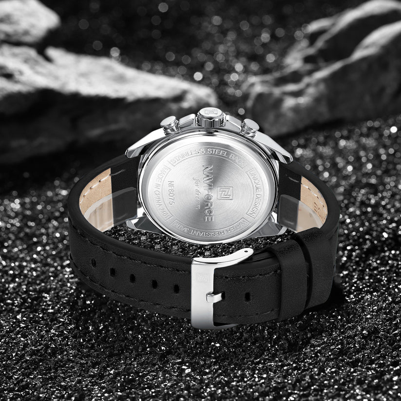 Naviforce NF8075 Silver-Black Military Style Men’s Analog Watch