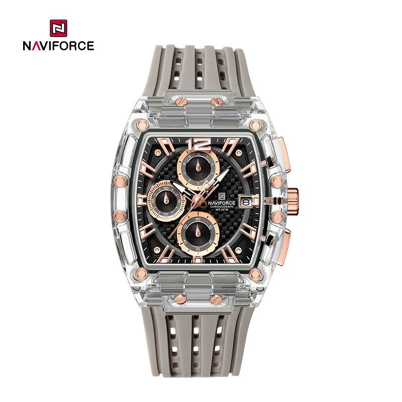 Naviforce NF7105 Sports Transparent Waterproof Quartz Silicone Multifunctional Chronograph Men Watch