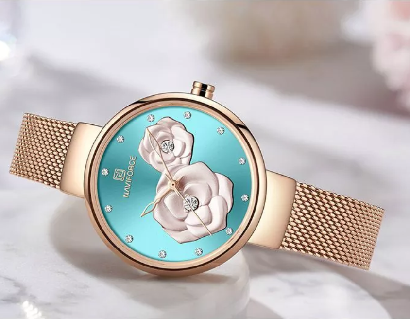 NAVIFORCE Women Luxury Creative Design Watch Stainless Steel Mesh Band Watches for Lady NF5013