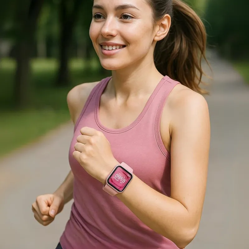 Mini Smart Watch AMOLED Display With 3 Straps Elegant Womens Full Touch Color Screen Gift Box