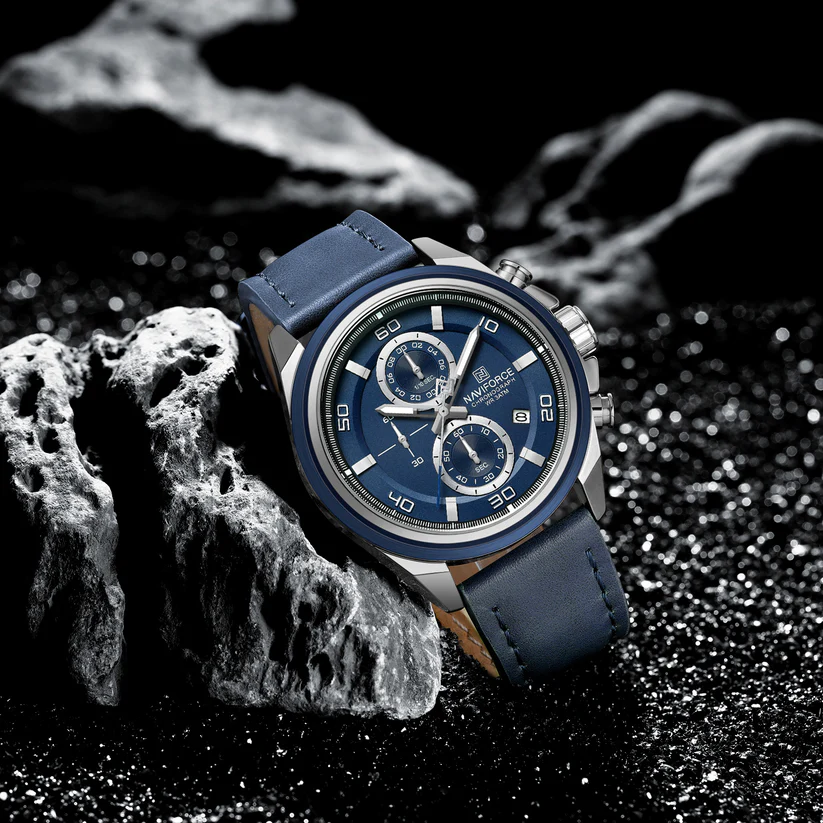 Naviforce NF8075 Silver-Blue Military Style Men’s Analog Watch