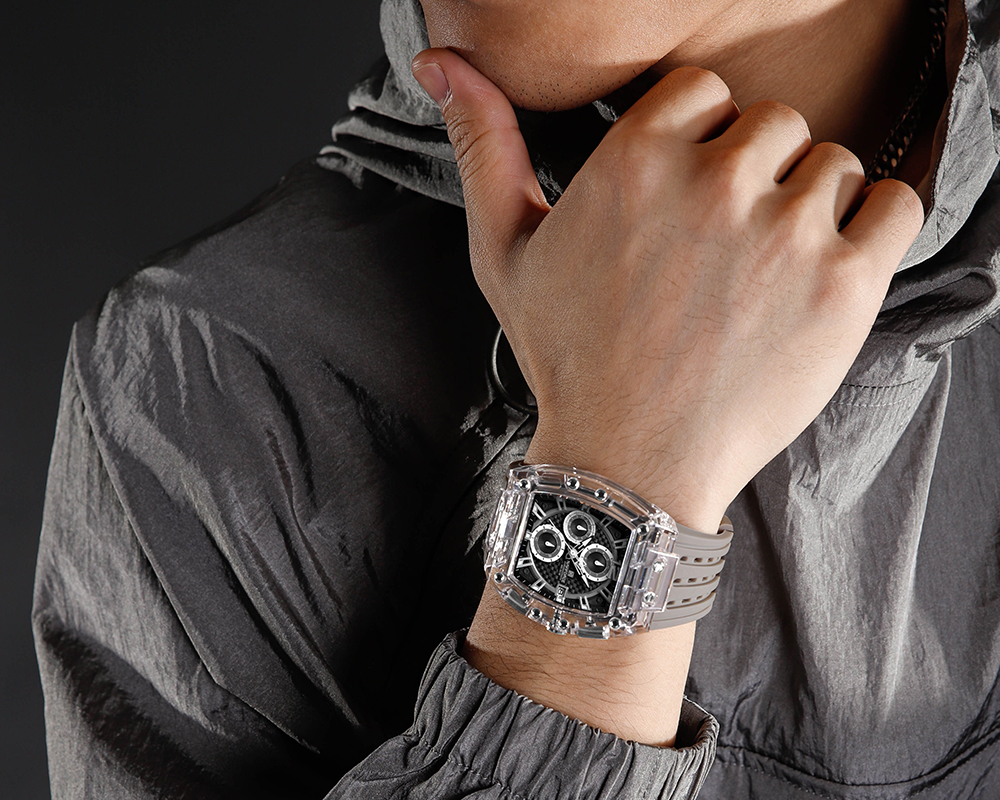 Naviforce NF7105 Sports Transparent Waterproof Quartz Silicone Multifunctional Chronograph Men Watch