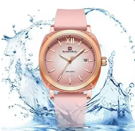 NAVIFORCE Woman Luminous Pointer 5ATM Waterproof Quartz Watch Fashion Simple Watch Calendar Silicone Strap Ladies' Watch NF6111