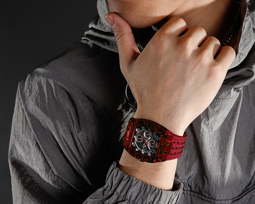 Naviforce NF7105 Sports Transparent Waterproof Quartz Silicone Multifunctional Chronograph Men Watch