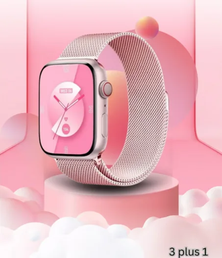 Wisme X13 Ultra Mini Smart Watch 38MM Display With 3 Pair Straps Designed For Womens and Girls | Pink