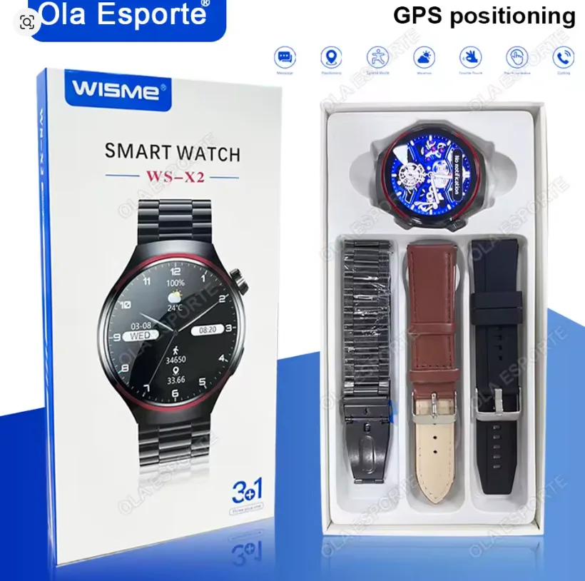 Wisme Ws X2 Smartwatch With 3 Interchangeable Strap
