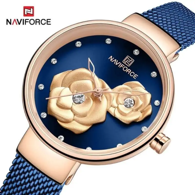 NAVIFORCE Women Luxury Creative Design Watch Stainless Steel Mesh Band Watches for Lady NF5013