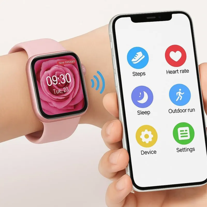 Mini Smart Watch AMOLED Display With 3 Straps Elegant Womens Full Touch Color Screen Gift Box