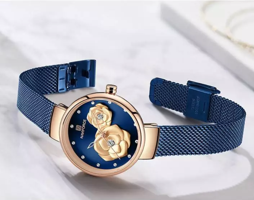 NAVIFORCE Women Luxury Creative Design Watch Stainless Steel Mesh Band Watches for Lady NF5013