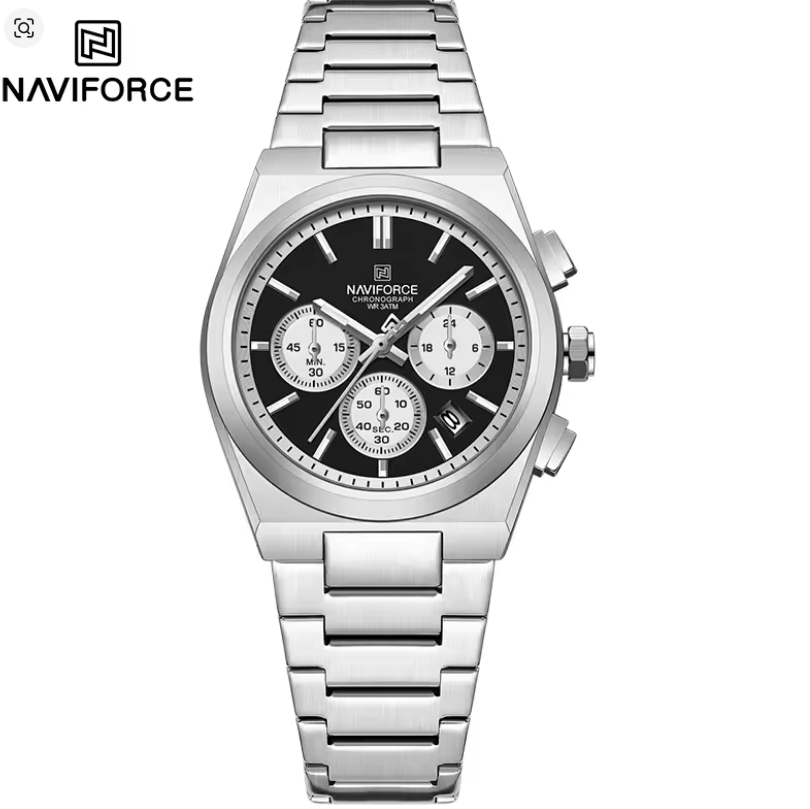 Naviforce NF8048 is a  watch its  stylish design featuring a chronograph  brushed stainless steel strap.