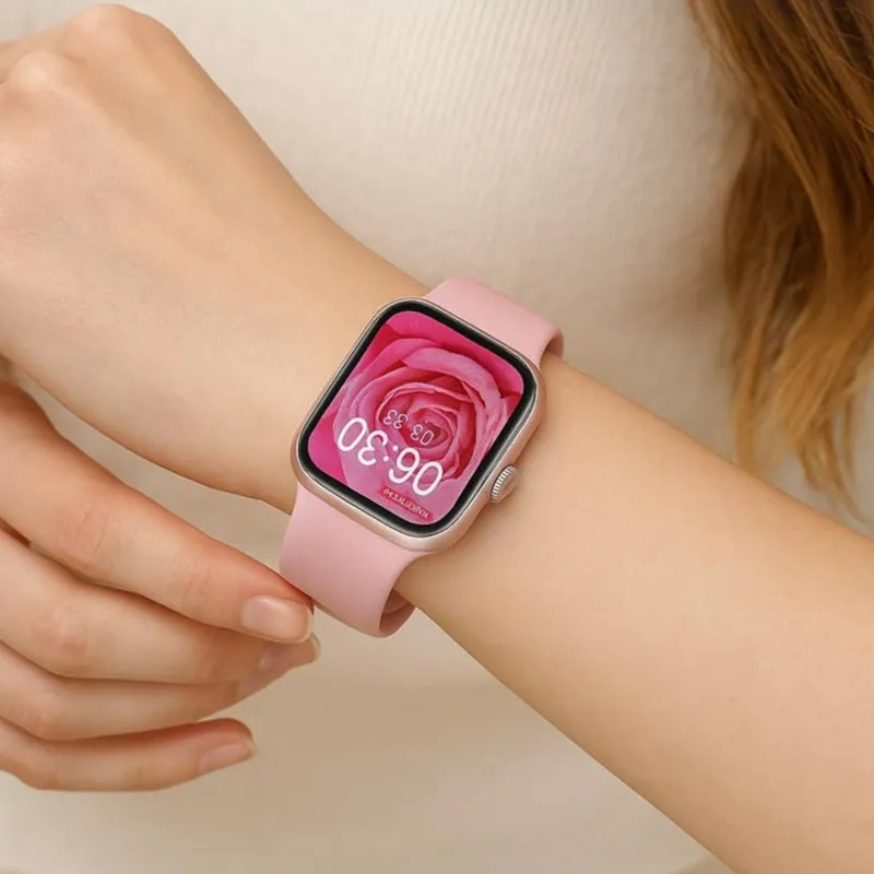 Mini Smart Watch AMOLED Display With 3 Straps Elegant Womens Full Touch Color Screen Gift Box