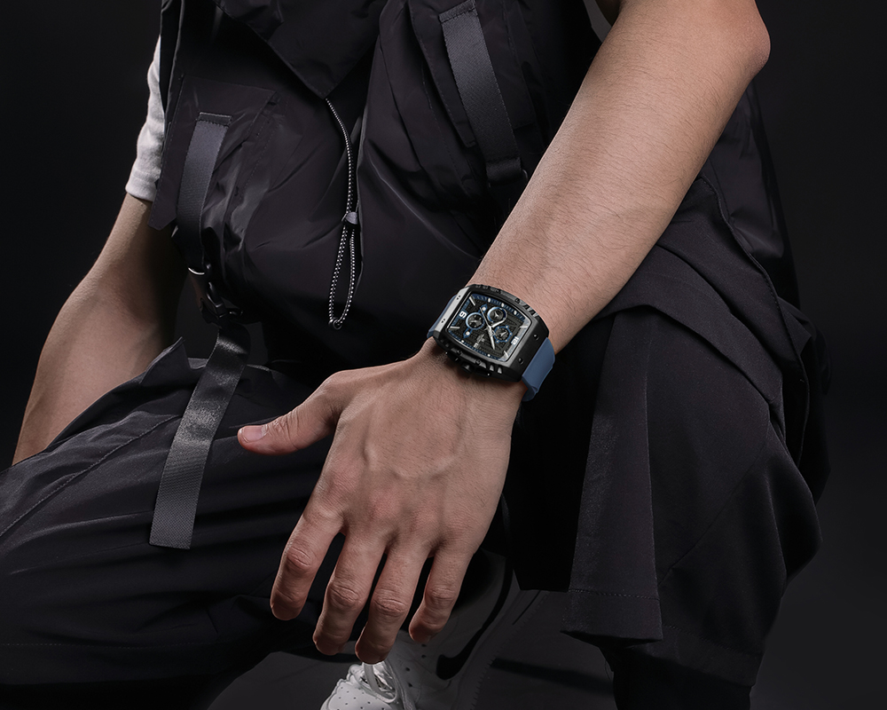 NAVIFORCE 8025 Quartz Colorful Silicone with Square Case Chronograph Sport Wrist Watch for Men