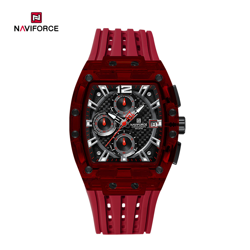 Naviforce NF7105 Sports Transparent Waterproof Quartz Silicone Multifunctional Chronograph Men Watch