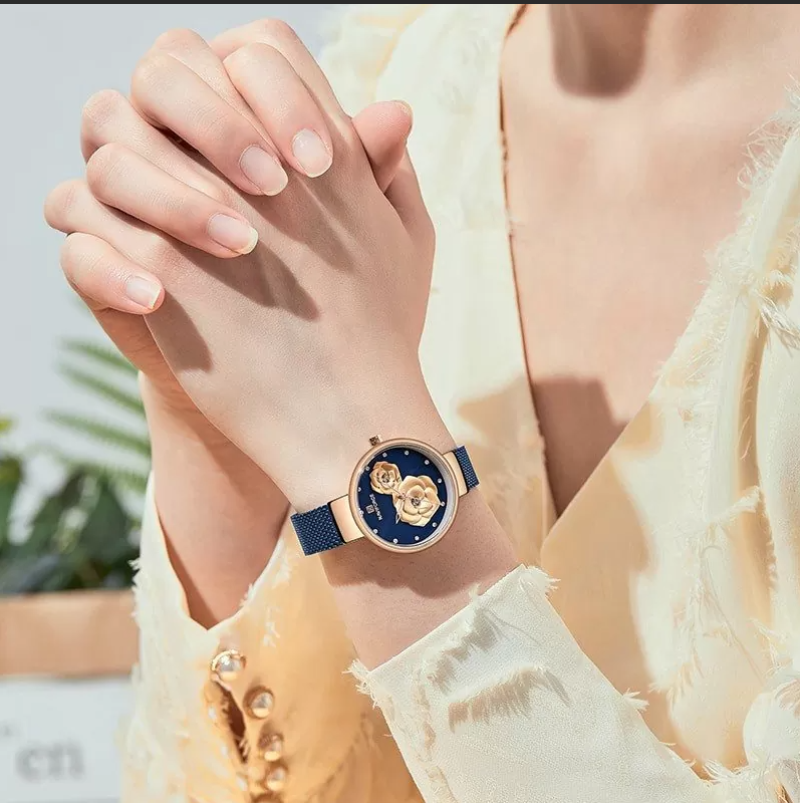 NAVIFORCE Women Luxury Creative Design Watch Stainless Steel Mesh Band Watches for Lady NF5013