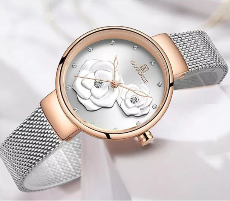 NAVIFORCE Women Luxury Creative Design Watch Stainless Steel Mesh Band Watches for Lady NF5013
