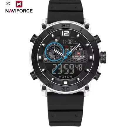 NAVIFORCE Watch 6104 Men Sport Calendar Original Chronograph Waterproof Luxury LCD Digital Wristwatch