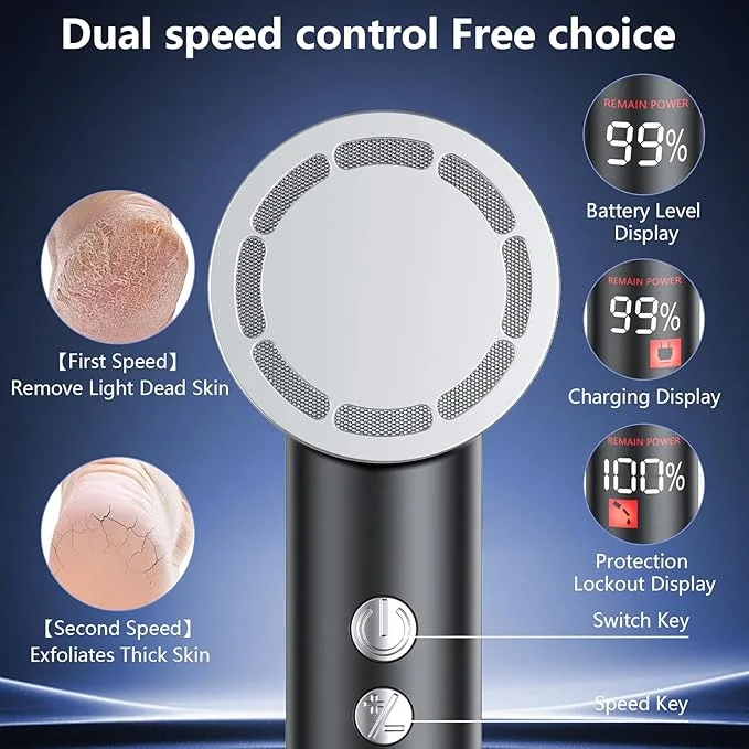 PKBD Electric Foot File for Hard Skin Remover,Pedicure Sets for Feet with 14 Accessories, Rechargeable Waterproof Electric Foot File with 3 Different Rooler Heads-Black