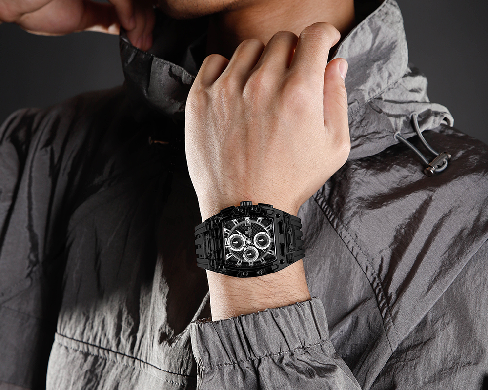 Naviforce NF7105 Sports Transparent Waterproof Quartz Silicone Multifunctional Chronograph Men Watch