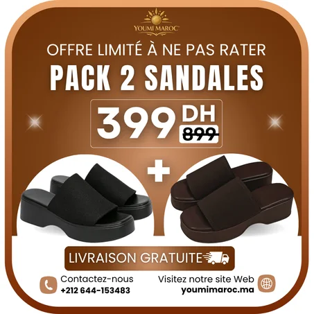 Pack 2 Sandales Élastique Confort
