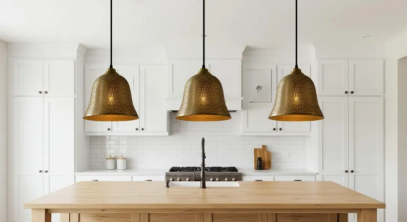 Handcrafted Copper Dome Pendant Light: Rustic Farmhouse Chandelier