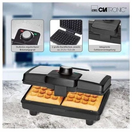 biscuit gaufré électrique, fer inoxydable, puissance de 800w