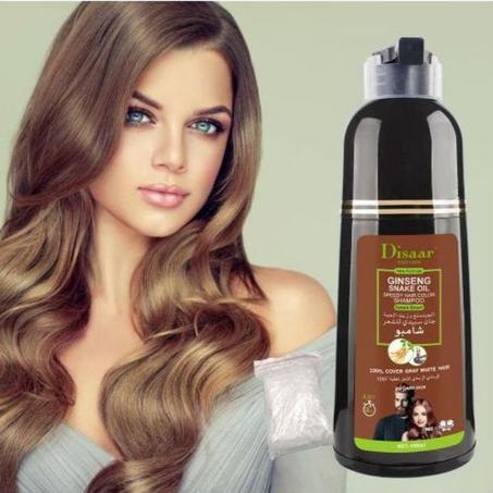 Disaar Shampooing pour Cheveux Gris et Noirs Teinture au Collagène à l'Huile d'Argan Couvrant, Renforçant et Réparant les Cheveux