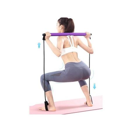 Portable Adjustable Yoga Indoor Exercise Stick Rope Pilates Resistance Bar avec Bande de Resistance
