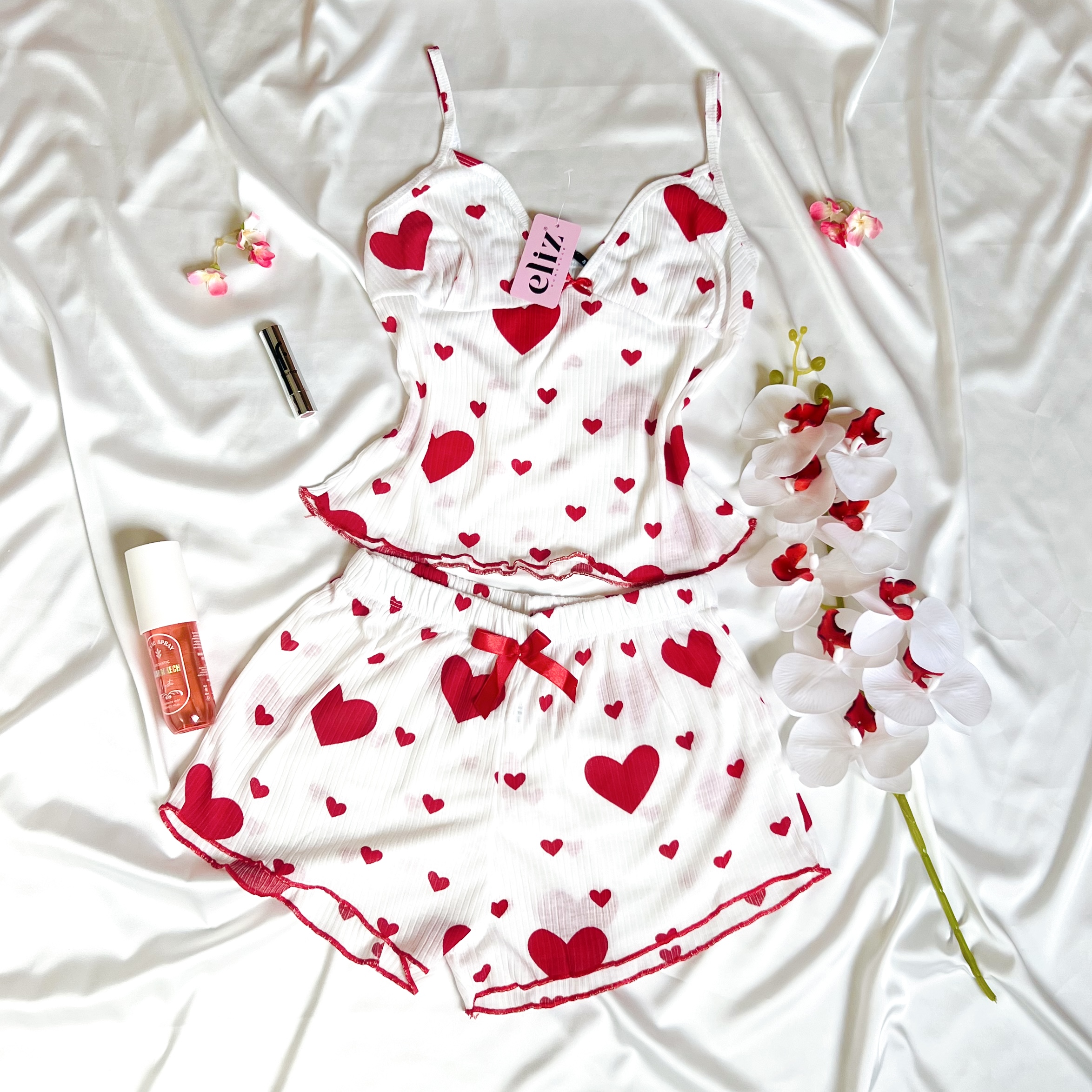 Ensemble de pyjama débardeur et short avec des coeurs REF/7071-10