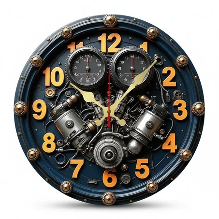 ساعة الحائط الخشبية الفاخرة بتصميم محرك مذهل