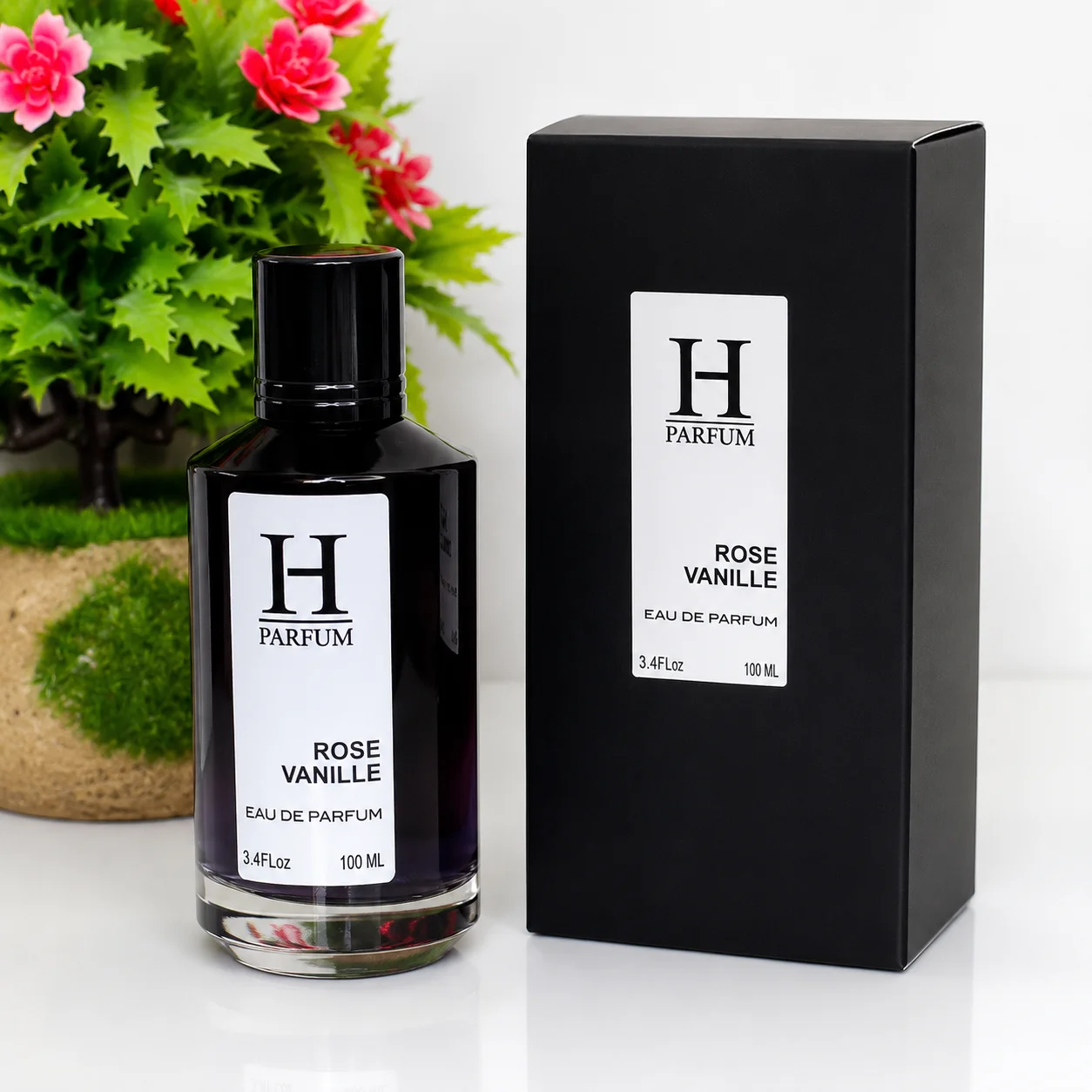 عطر H Parfum Rose Vanille ينسجم بين عبير الورد الفاخر حلاوة الفانيليا الدافئة ليمنحك رائحة أنثوية راقية تدوم لساعات