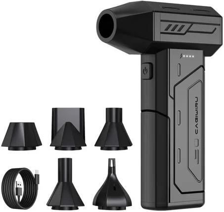 Limpiador de Aire Comprimido, Plumero de Aire Inalámbrico de 130000RPM de Super Potencia, Soplador Sin Escobillas Recargable, Mini Soplador Ajustable de 3 Engranajes con Luz LED, Removedor de