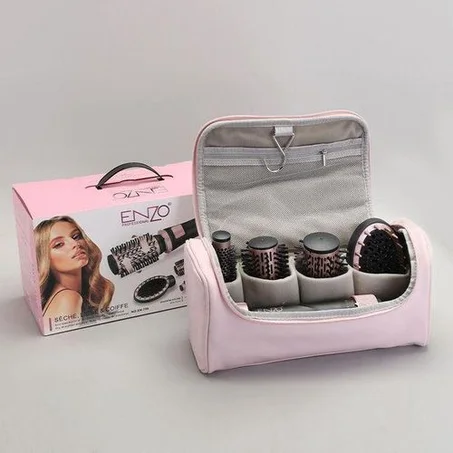 ENZO PROFESSIONAL Lisseur professionnel 4 en 1 , peigne à lisser, sèche-cheveux à air chaud à ions négatifs, brosse En-756