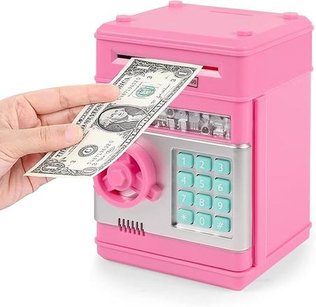 ماكينة بنك الأموال للأطفال (وردي)
