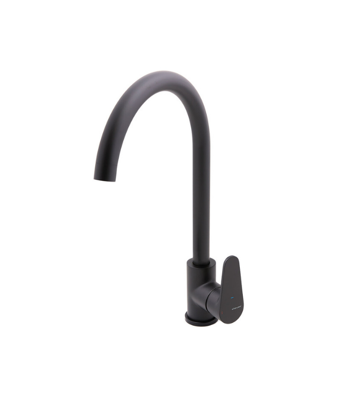 Robinet de cuisine noir mat à bec haut – Mitigeur moderne