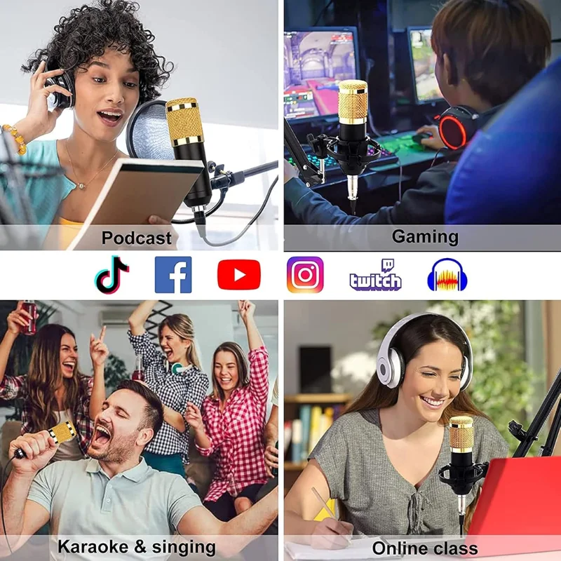 Kit Microphone Condensateur Studio BM-800 + V8